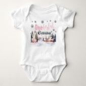 Winter Wonderland Roze Wonderbaarlijk  Romper (Voorkant)