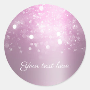 Winter Wonderland Roze Zilveren Glitterende Lichtj Ronde Sticker