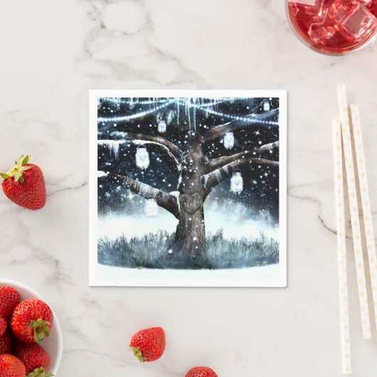 Winter Wonderland Rustic Tree Lights Mason Jars Servet (Insitu)
