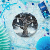 Winter Wonderland Rustieke Boomlichten Metselwerkp Papieren Bordje (Feest)