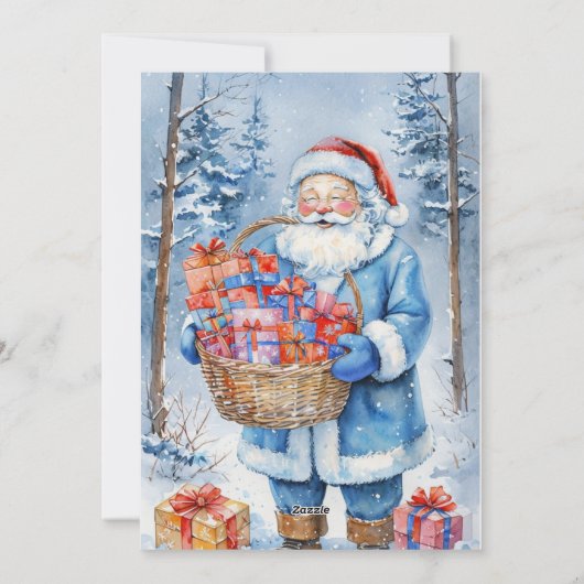 Winter Wonderland Santa Feestdagenkaart (Achterkant)