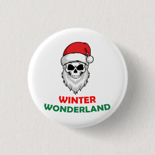 Winter wonderland Santa Skull Ronde Button 3,2 Cm
