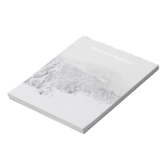 Winter wonderland serene landschap met mist notitieblok (Gedraaid)