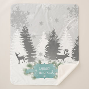 Winter Wonderland Sherpa Blanket - Blauwgroen Deken