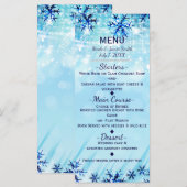 Winter Wonderland Silver & Blue Menu Kaart (Voorkant / Achterkant)