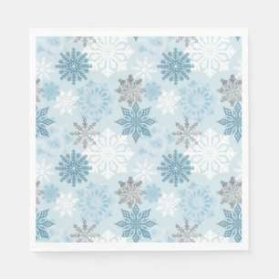 Winter Wonderland Silver Glitter Snowflakes Servet