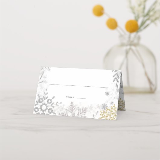 Winter Wonderland Silver Gold Place Card (Voorkant)