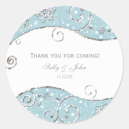 Winter Wonderland Silver Swirls Blue Sticker Étiqu (Devant)