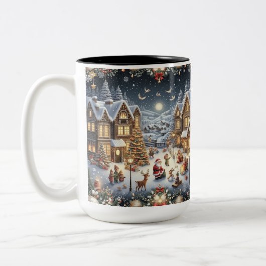 Winter Wonderland Sips: Gezellige kerst magische M Tweekleurige Koffiemok (Links)