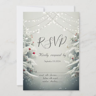 Winter Wonderland, Slingerlichten Sneeuw RSVP Kaart
