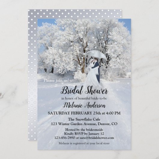 Winter Wonderland Sneeuw Bruids Douche Uitnodiging (Voorkant / Achterkant)