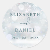 Winter Wonderland sneeuw bruiloft gunst Ronde Sticker (Voorkant)