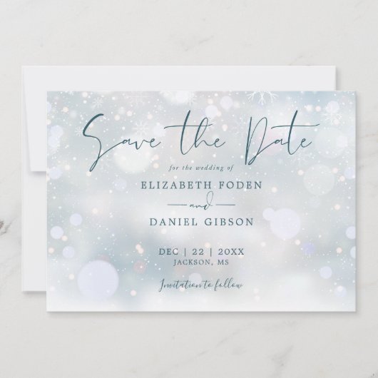 Winter Wonderland Sneeuw Bruiloft Save The Date (Voorkant)