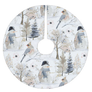 Winter Wonderland Sneeuwman en vogelpatroon Kerstboom Rok