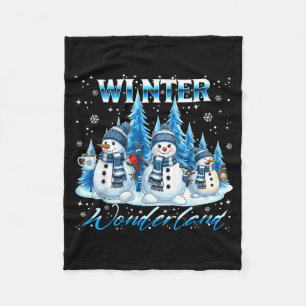 Winter Wonderland Sneeuwman Familie Sneeuwvlok Knu Fleece Deken