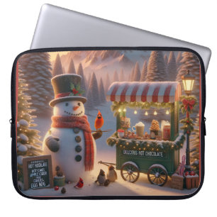 Winter Wonderland Sneeuwman's Heet Chocolade Kar Laptop Sleeve