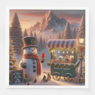 Winter Wonderland Sneeuwman's Heet Chocolade Kar Servet