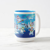 Winter Wonderland sneeuwmensen scène mok (Voorkant rechts)