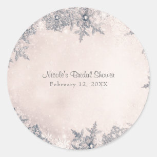 Winter Wonderland Sneeuwvlokken Crème Witte Elegan Ronde Sticker