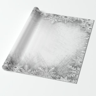 Winter Wonderland, Sneeuwvlokken Grijze Feestdagen Cadeaupapier