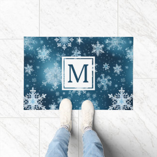 Winter Wonderland sneeuwvlokken sneeuwval blauw wi Deurmat