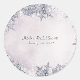 Winter Wonderland Sneeuwvlokken Wit Blauw Elegant Ronde Sticker