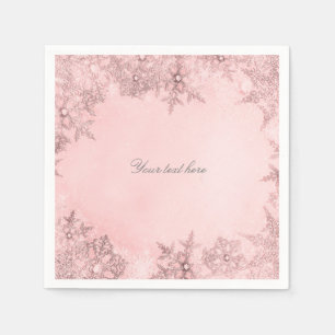 Winter Wonderland Sneeuwvlokken Zacht Roze Elegant Servet