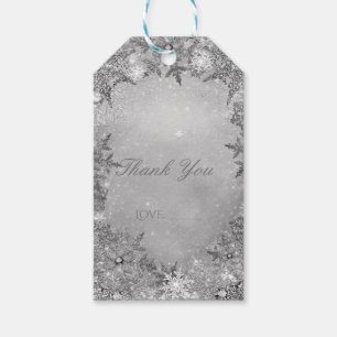 Winter Wonderland Sneeuwvlokken Zilveren Elegante  Cadeaulabel