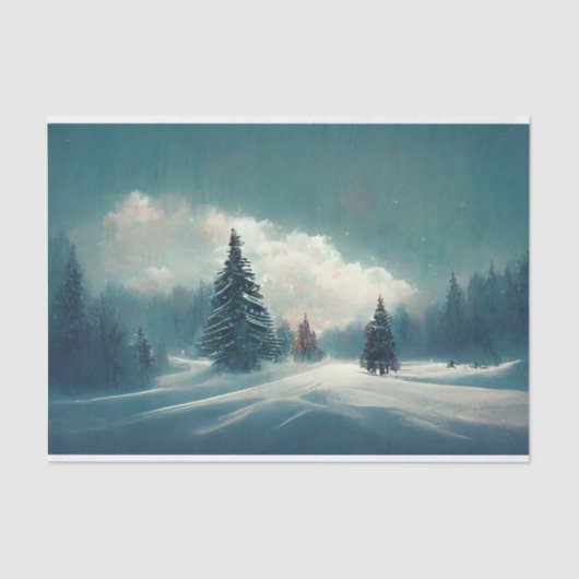 Winter Wonderland Snow Pine Trees Cloud Tissuepapier (Voorkant)