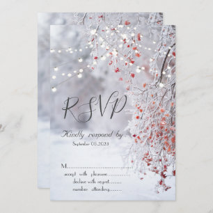 Winter Wonderland, Snow String Lights RSVP Kaart