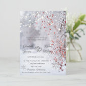 Winter Wonderland, Snow String Lights Wedding Invi Kaart (Staand voorkant)