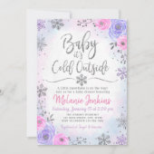 Winter Wonderland Snowflake Baby shower Invitation (Devant)