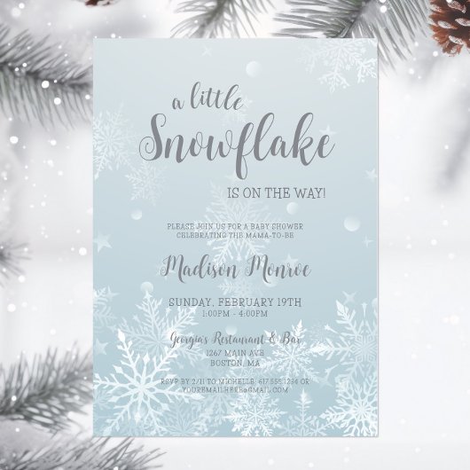 Winter Wonderland Snowflake Baby shower Invitation