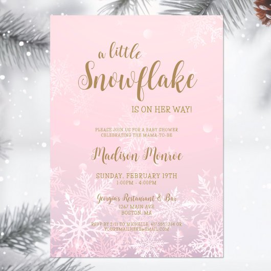 Winter Wonderland Snowflake Baby shower Invitation