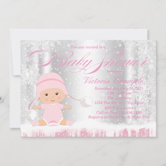 Winter Wonderland Snowflake Baby shower Invitation (Devant)