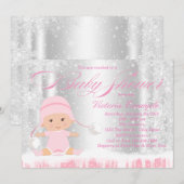 Winter Wonderland Snowflake Baby shower Invitation (Devant / Derrière)