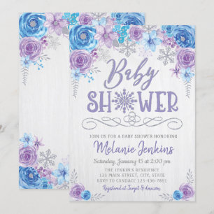 Winter Wonderland Snowflake Baby shower Invitation