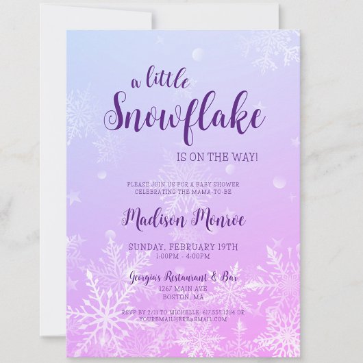 Winter Wonderland Snowflake Baby shower Kaart