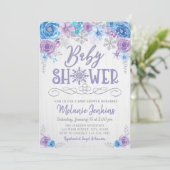 Winter Wonderland Snowflake Baby shower Kaart (Staand voorkant)