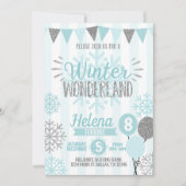 Winter Wonderland Snowflake Birthday Uitnodiging (Voorkant)
