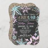 Winter Wonderland Snowflake Chalkboard Baby shower Kaart (Voorkant / Achterkant)