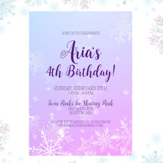 Winter Wonderland Snowflake Invitation Anniversair