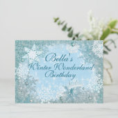 Winter Wonderland Snowflake Party Uitnodigingen (Staand voorkant)