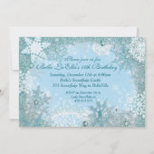 Winter Wonderland Snowflake Party Uitnodigingen (Achterkant)