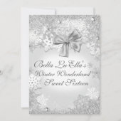 Winter Wonderland Snowflake Party Uitnodigingen (Voorkant)