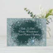 Winter Wonderland Snowflake Party Uitnodigingen (Staand voorkant)