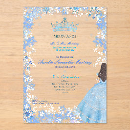 Winter Wonderland Snowflake Quinceañera Acryl Uitnodigingen