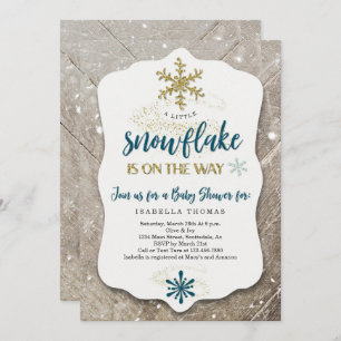 Winter Wonderland Snowflake Theme Boy Baby shower Kaart