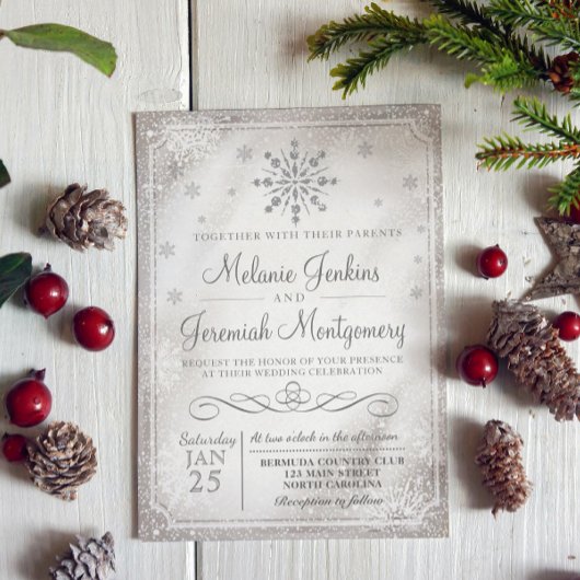 Winter Wonderland Snowflake Wedding Invitations