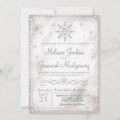 Winter Wonderland Snowflake Wedding Invitations Kaart (Voorkant)